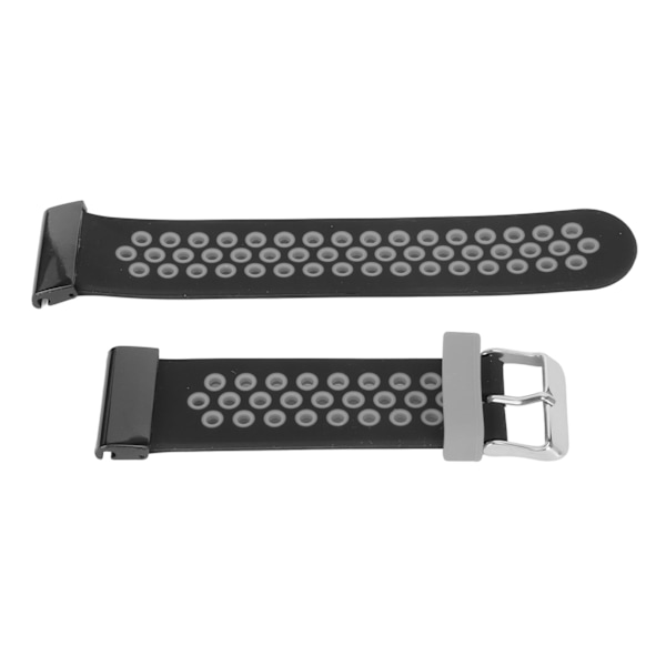 Justerbart erstatningsarmbånd med 2-farget pustende silikonrem for Garmin Fenix 7X 6X 5X - Svart og grå