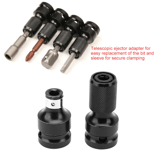 2-pakning Teleskopisk Sokkeladapter: 1/2\" til 1/4\" Hex for Elektriske Skiftenøkler