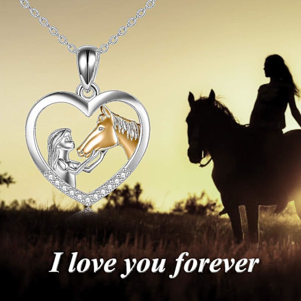 Häst hänge halsband sterling silver flickor med häst gåva Gold Horse Necklace