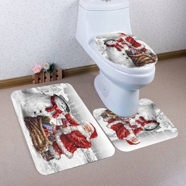 3 stk Julemanden Toiletbetræk Bademåtter