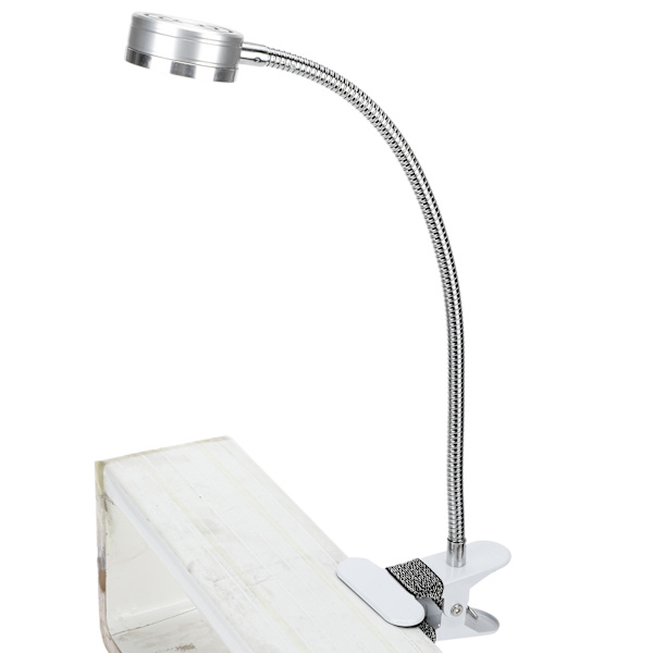 Justerbar 360° Svanhalsklämma med USB, Varm & Kalla Färgtemperatur - Silver