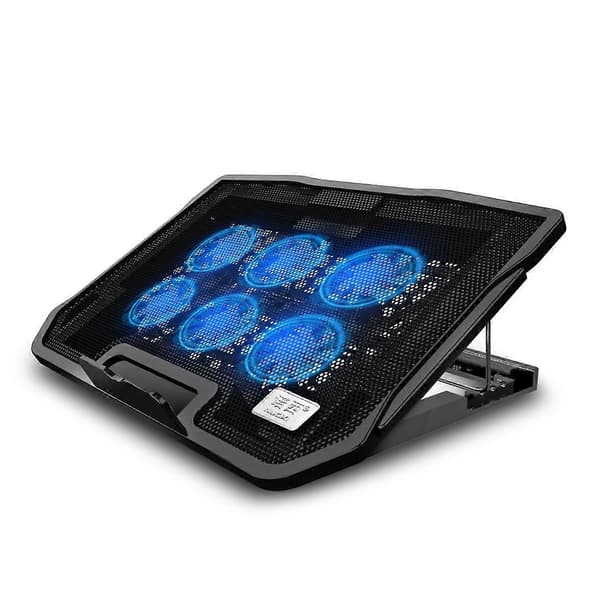NUOXI H9 Notebook Radiator Computer Base Fan Bracket Pad 6 Fans Sort Svart