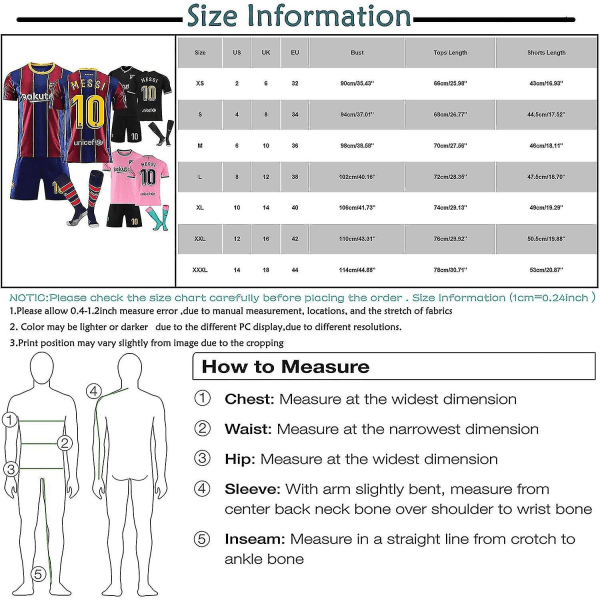 20-21 Barcelona hem- och bortatröjor set Messi nr 10, lämplig för vuxna och barns fotbollsuniformer 28