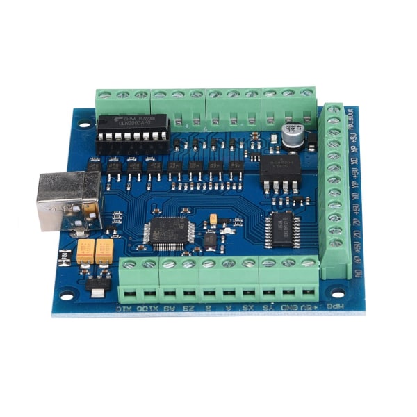 USB 4-akset 100KHz CNC bevægelsesstyringskort breakout-kort til gravering - Blå og hvid