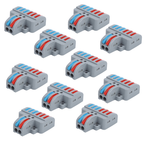 10-pakning LT-623 ABS Plast Terminalblokker med 2 Innganger og 6 Utganger for Elektrisk Kabling