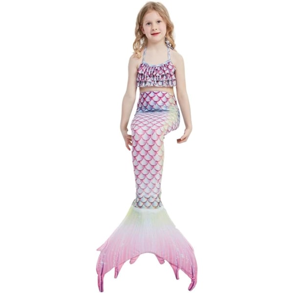 Jenter Mermaid Tail Badedrakt Kostyme Prinsesse Bikini Badedrakt Sett E402 7-8 Years