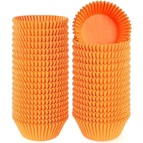 Standard naturlige cupcake liners 500 antal, ingen lugt, fødevaregodkendt og fedttætte bagebægre papir Orange 500pcs