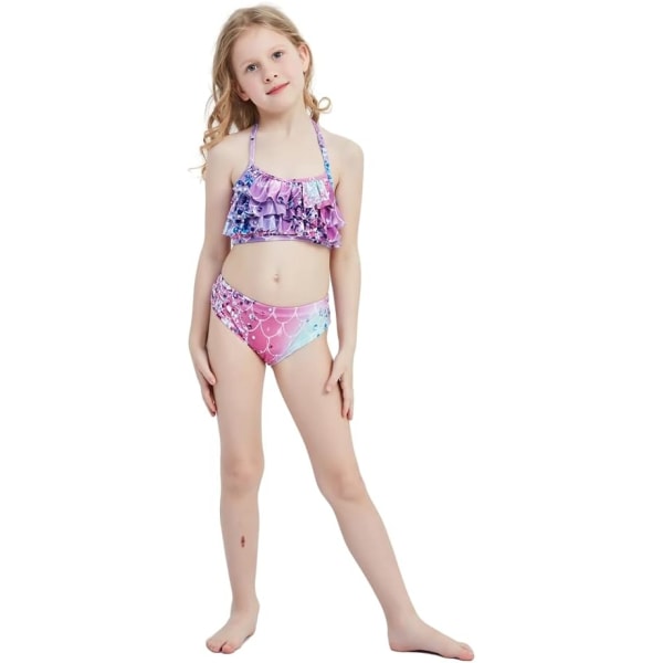 Jenter Mermaid Tail Badedrakt Kostyme Prinsesse Bikini Badedrakt Sett E408 3-4 Years