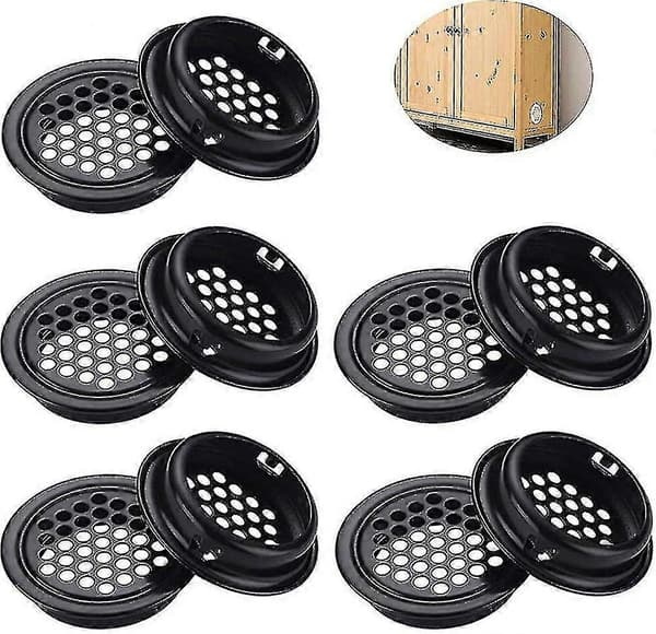 【YD】10 stk. sorte ventilationsgitre 35 mm runde ventilationsgitre, ventilationsgitre til skoskabe