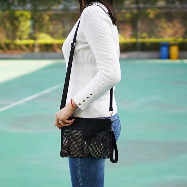 Mesh Messenger Tasker til kvinder Gennemsigtig skuldertaske Sort taske Mode lille håndtaske med lang 245e | Fyndiq