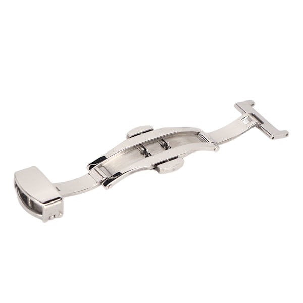 Högglanspolerat silverfärgat spänne i rostfritt stål för klockarmband - Ergonomiskt klockspänne som reservdel för urmakare (16mm)