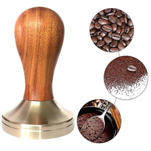 Trä Espresso Kaffe Tamper 51/58mm Rostfritt stål platt bas