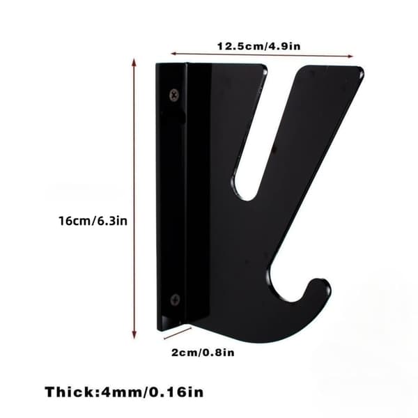 【YD】Wall Mounted Skateboard Rack with Hook Stable Acrylic Holders Skateboard Enthusiasts Wall Rack Display Hanger Black Black 0.25
