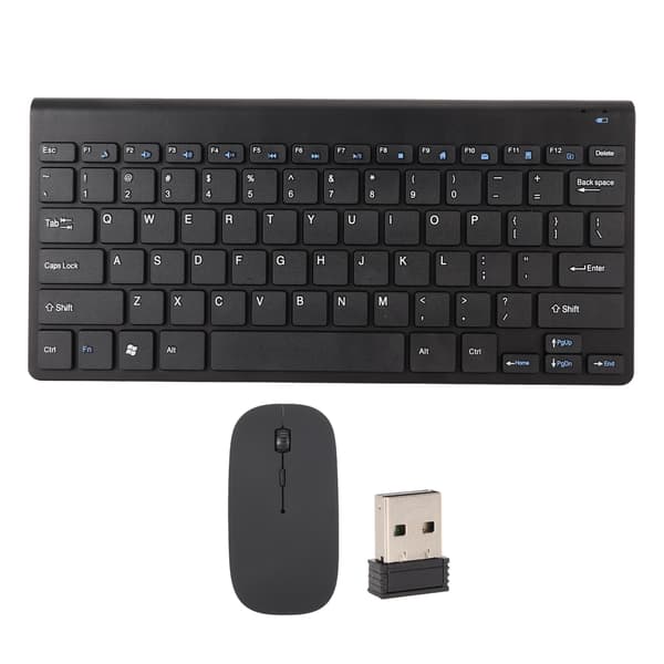 【YD】Smart Wireless Keyboard and Mouse Kit Silent LED Indicator Waterproof Energy Saving Compact Keyboard and Mouse Set for Office Black