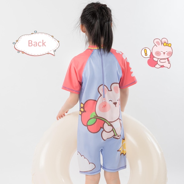 Girls One Piece Cartoon Quick Dry Badedrakt Purple bunny 100