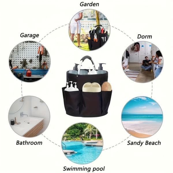 【YD】Foldable Lightweight Storage Basket Open Top Multifunctional Bucket with Handle for Picnic Beach Laundry Apricot Gray