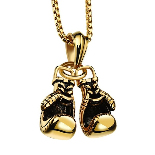 Titan stållegering Mini boxningshandske Halsband Guld färg par gold
