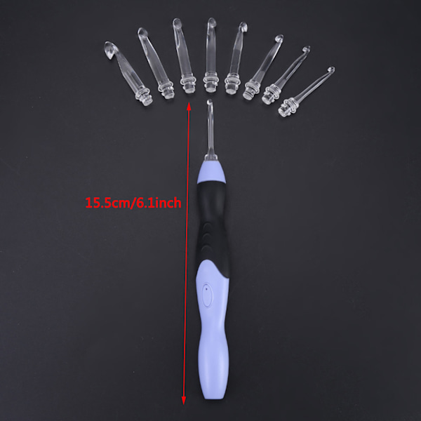 USB Uppladdningsbart LED Virknålsset med Utbytbara Spetsar (Storlekar 2.5-6.5MM)