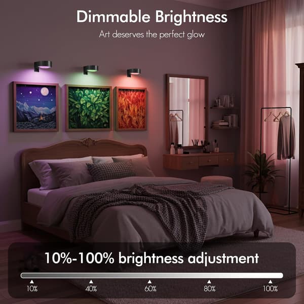 3 stk. batteridrevne bildelys, magnetisk LED-malerilampe med fjernkontroll, dimbar og timer, 3 lysmoduser kunstdisplaylampe for bilderamme