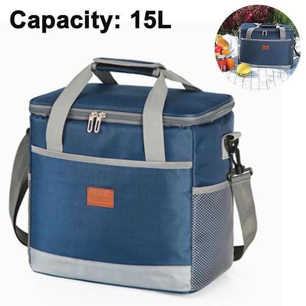 Lunchväska 15l/25l Isolerad Lunchbox Soft Cooler Kylväska Navy Blue 15L