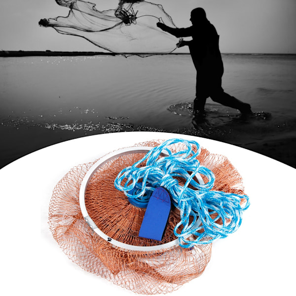 Fiskegarn i nylon for agnfisk - 2,4 m Håndkastet fiskenett i amerikansk stil for utendørs bruk
