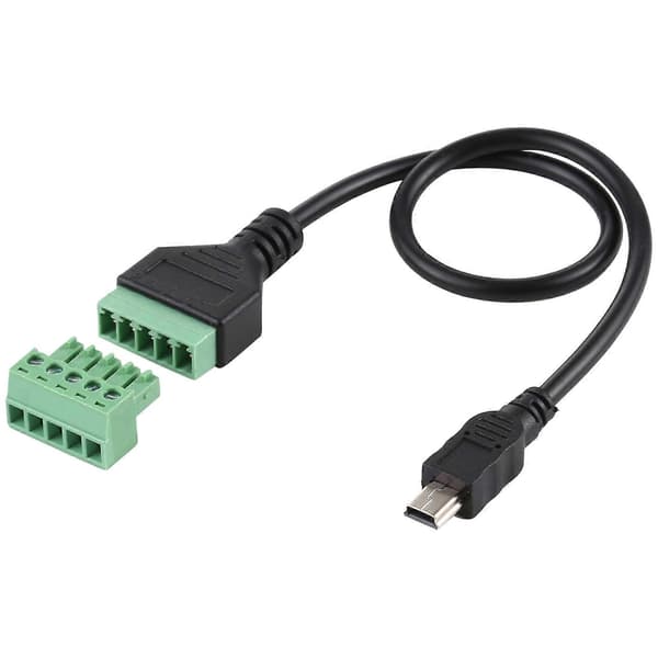 (Ny) Mini 5-benet han til 5-benet stikbare terminaler Loddefri USB-stik Loddefri tilslutningsadapterkabel, længde: 30 cm Not Specified