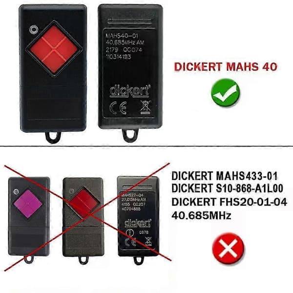 DICKERT MAHS40-01 40.685 mhz Garage Door Remote Control Compatible DICKERT Red Key Handheld Transmitter [jkw]