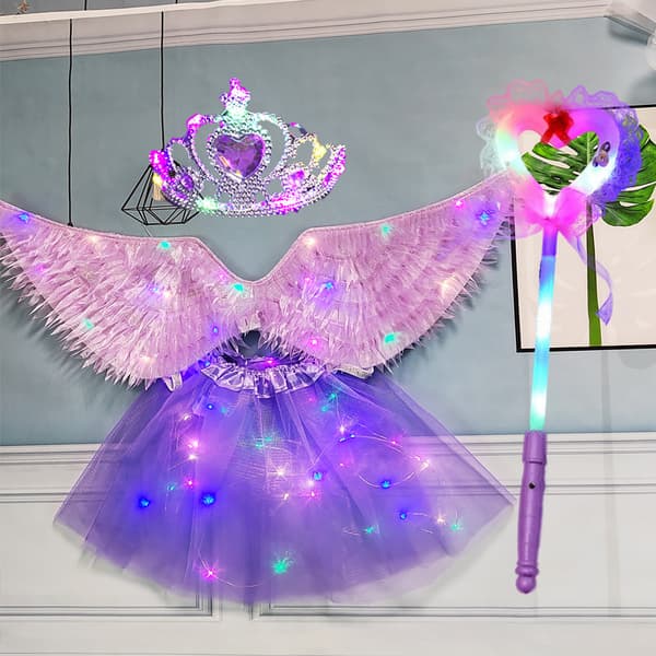 [YD]Bløde lysende englevinger til børn, lysende fevinger med LED, Halloween-performance rygdekoration til piger