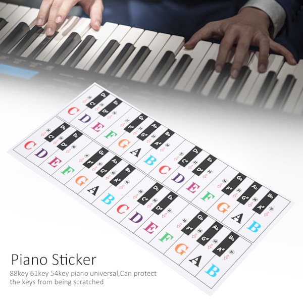 Gjennomsiktige selvklebende pianotangentklistremerker for universell elektronisk keyboardnotasjon