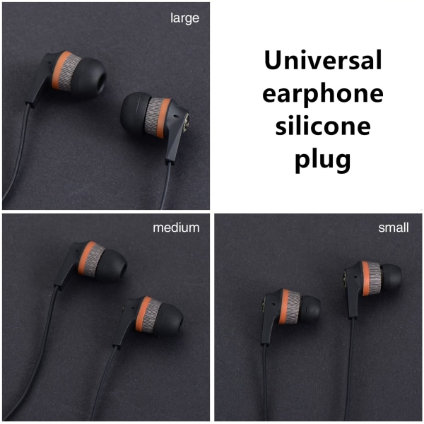 3-pak universelle ørepropper til hovedtelefoner - silikone - sort