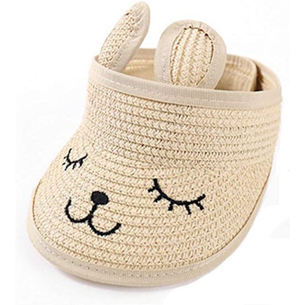 Strandhatt för flickor Halmhatt Vikbart broderi utomhusvisir beige