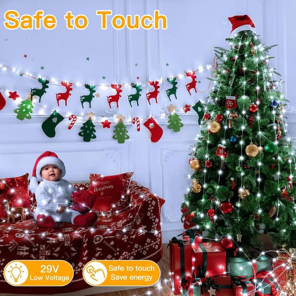 【YD】600 LED String Lights 60 Meters, Cool White String Lights IP67 Waterproof with Remote Control 8 Modes Timer Dimmable, Connect Christmas Lights for Outdoor Cold