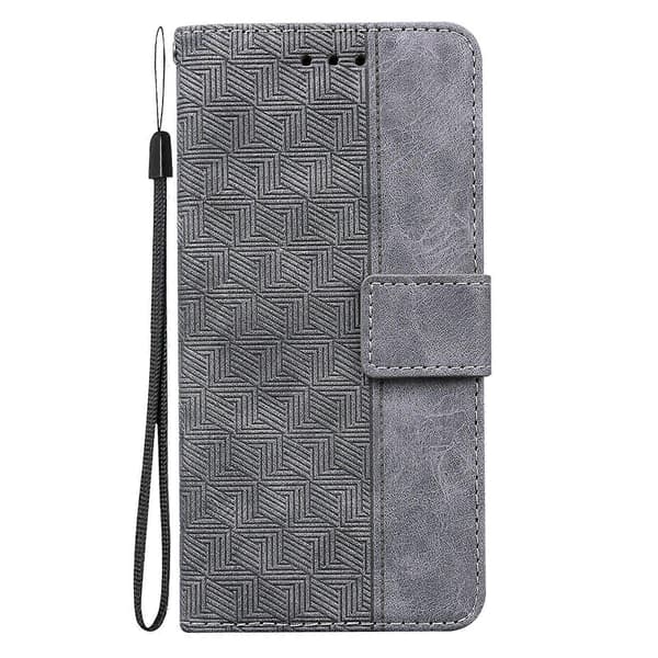 (Ny) Til Tecno Pop 4 Geometrisk Præget Læder Telefoncover Grey
