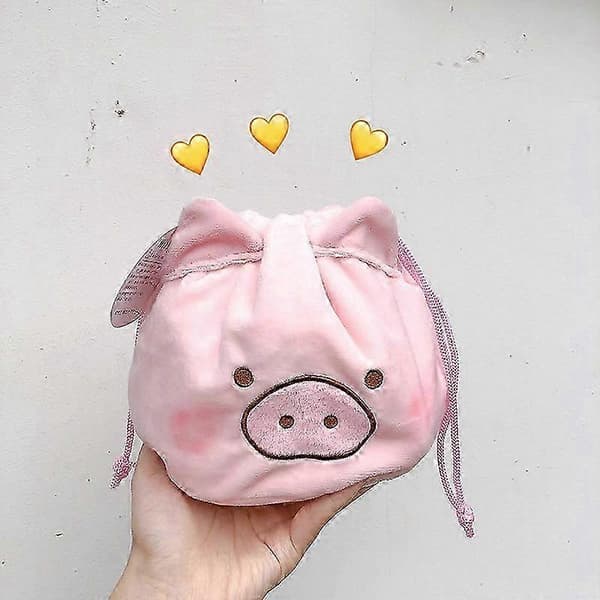 【YD】1 pak sød fluffy grisling makeuptaske, mulepose med snøre