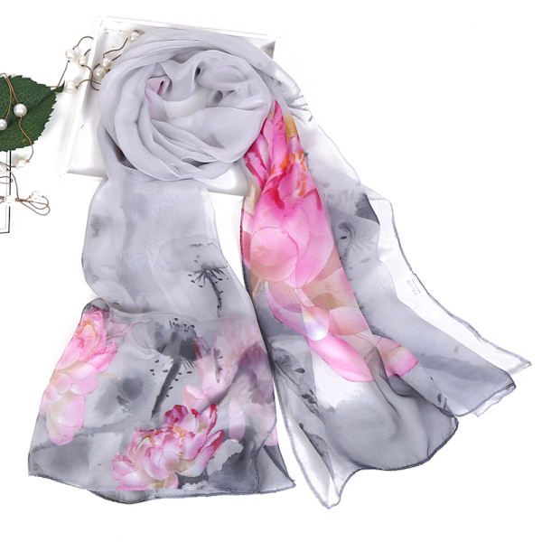 Lättviktshalsdukar Mode Blommor Print Kvinnor Bomullsomslag 9