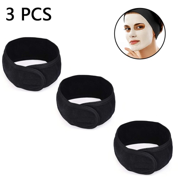 Facial Spa Pannband-smink Dusch Badkar Wrap Sport Pannband black