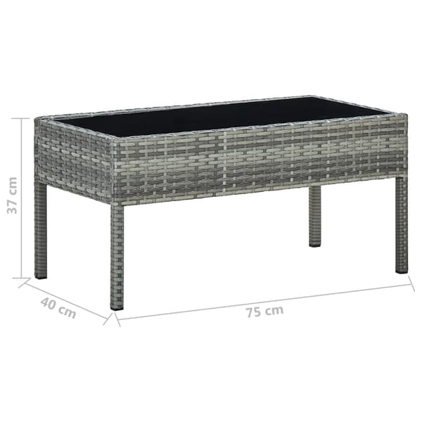 【YD】vidaXL Havebord grå 75x40x37 cm polyrattan Grey grå