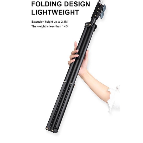 Selfie Lampe LED Ring Lys Stander 50 - 216 cm + Fjernbetjening black