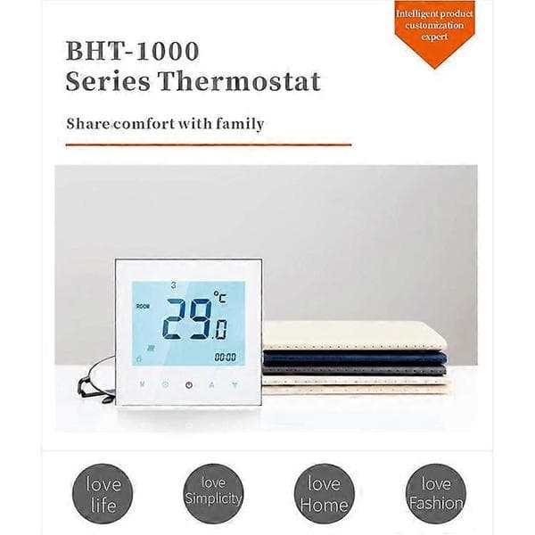 BHT-1000GB Elektrisk Oppvarming Smart Termostat Berøringsskjerm Temperaturkontrollpanel Black
