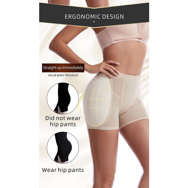 Vadderade sömlösa Shapewear Hip Enhancer Underkläder Shaper Shorts Beige 3XL