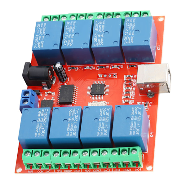 8-kanals 12V USB-relæmodul til computerstyring og intelligent automatisering