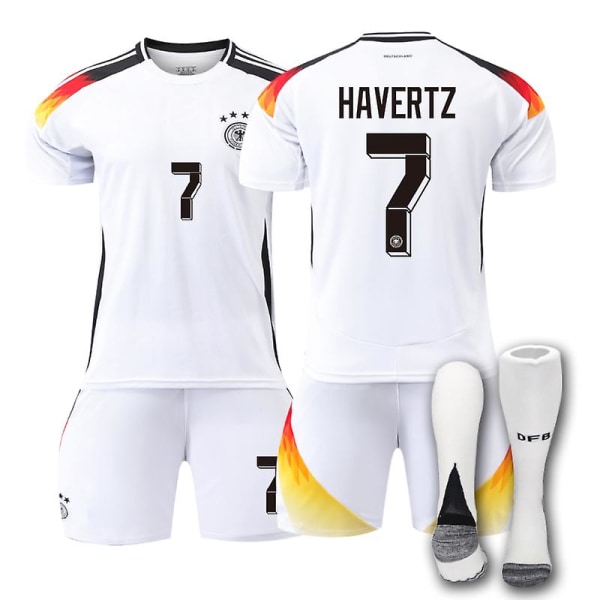 2024 Saksan jalkapallomaajoukkueen pelipaita EM-kisoihin, sopii lapsille ja aikuisille, kotipaita numero 7 sukat - koko 24 Size 24