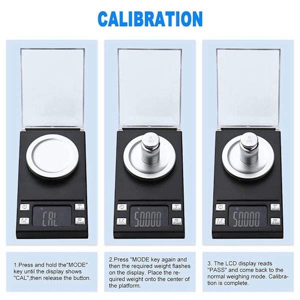 Digital minivekt i lommeformat 50 g/0,001 g