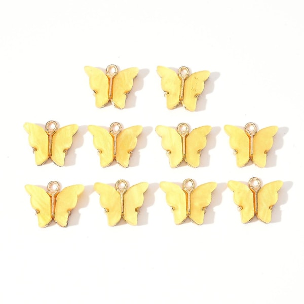 20st Butterfly Charms akrylhänge för smycken halsband Yellow