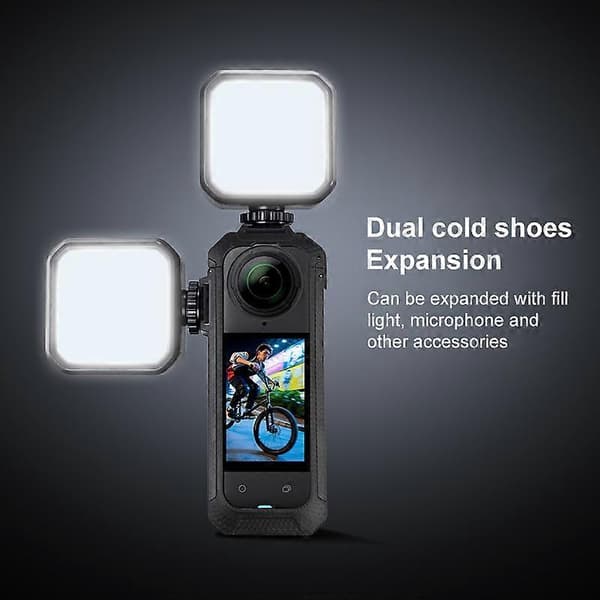 (Ny) För Insta360 X5 Cold Shoe Kolfibertextur ABS-plast skyddsram (svart) Svart
