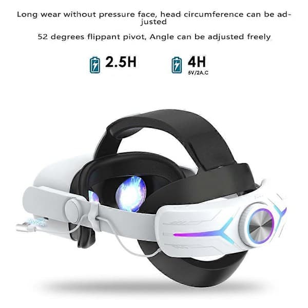 【YD】Headband with 8000mAh Battery for Oculus Quest 2 Extend Playtime Adjustable Elite Strap VR Replacement