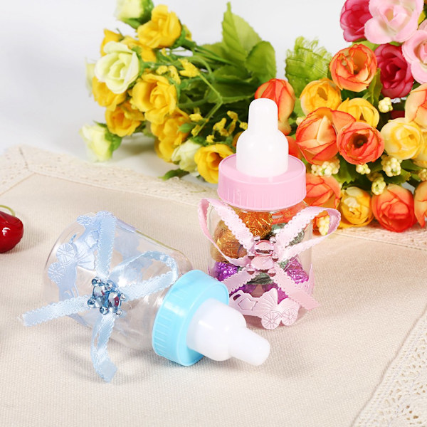 50 stk Blå Sødmeflasker til Babyshower Festgaver og Dekorationer