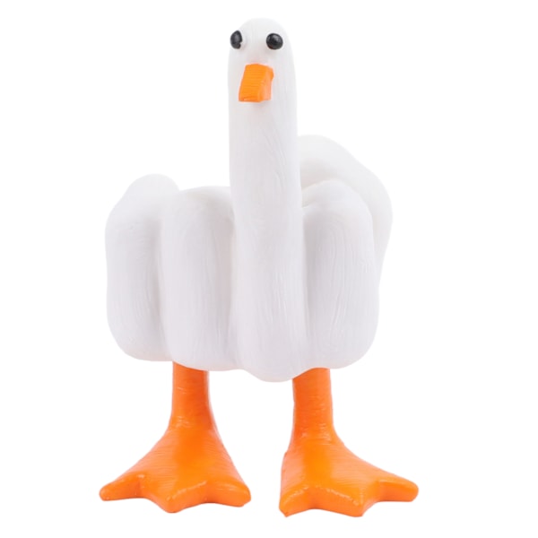 Rolig Anka Figurin med Långfinger - Unik Resin Prydnad för Hemmet, Kontoret eller Inflyttningspresent