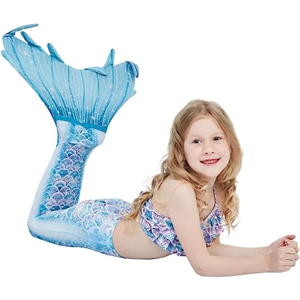 Jenter Mermaid Tail Badedrakt Kostyme Prinsesse Bikini Badedrakt Sett E401 11-12 Years