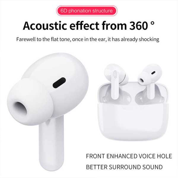 Trådlösa hörlurar Bluetooth 5.0 pekkontroll IPX5 Vit